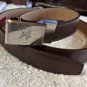 Brown Leather Belt NEXBELT with Silver Buckle